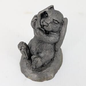 Pewter Rabbit Figurine Bunny Zorro M. A. Ricker Long Ear Metal Easter Decor